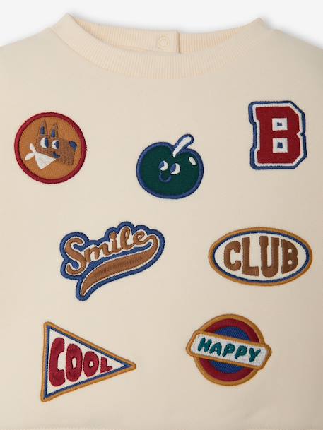 Sweater met badges babyjongen ecru - vertbaudet enfant 