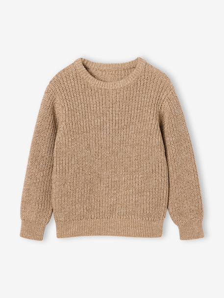 Jongens trui met ronde hals gemêleerd beige - vertbaudet enfant 