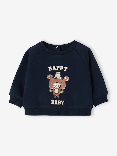 Baby sweater met lange mouwen marineblauw+okergeel - vertbaudet enfant 