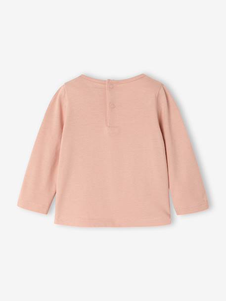 Babyshirt met lange mouwen en print roze (poederkleur)+vanille - vertbaudet enfant 