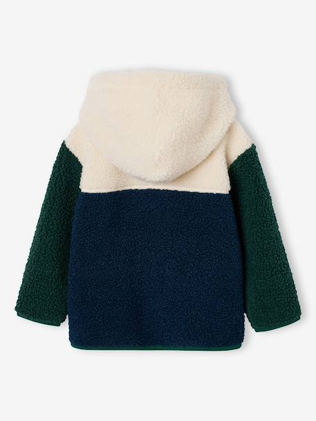 Sherpavest met capuchon jongen dennen+middenblauw - vertbaudet enfant 