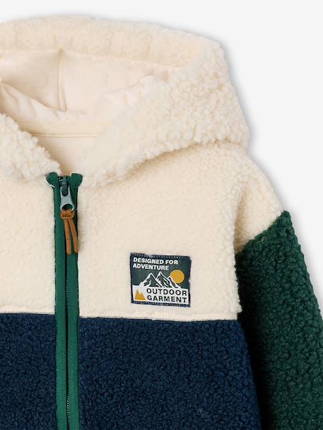Sherpavest met capuchon jongen dennen+middenblauw - vertbaudet enfant 