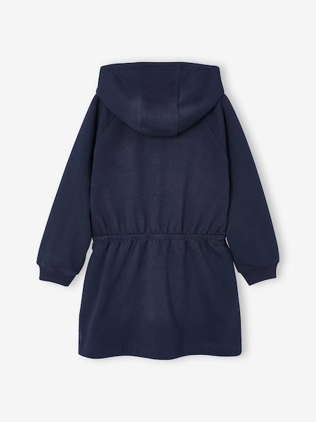 Korte sweatjurk met capuchon meisje gemêleerd grijs+groen+marineblauw - vertbaudet enfant 