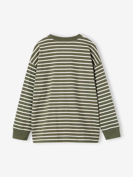 Gestreept T-shirt jongens JONEN antraciet+groen - vertbaudet enfant 