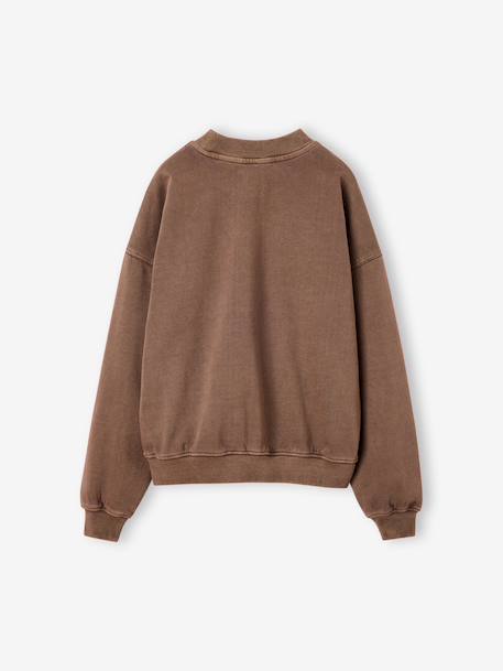 Meisjessweater met print chocoladebruin+grijs - vertbaudet enfant 