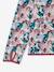 Sport sweatshirt met rits en bloemenprint in technisch materiaal antraciet+ecru+groen, bedrukt+oudroze - vertbaudet enfant 