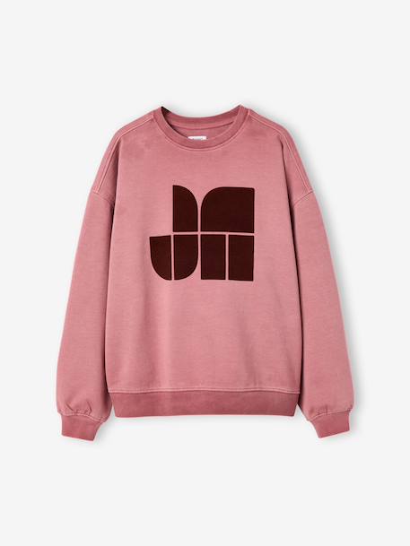 Sweater met print voor meisjes ecru+oudroze - vertbaudet enfant 