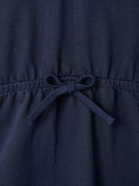 Korte sweatjurk met capuchon meisje gemêleerd grijs+groen+marineblauw - vertbaudet enfant 