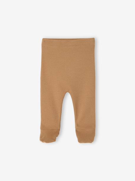 Set van 2 babybroekjes met voetjes cappuccino - vertbaudet enfant 