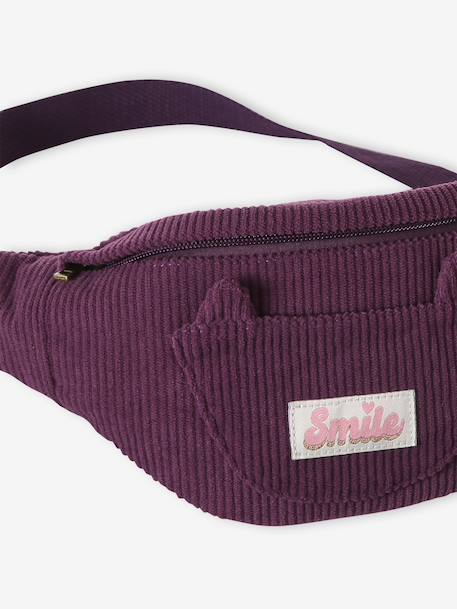 Fluwelen heuptas met kat voor meisjes bleekblauw+double stone+pruim+rouge+vanille - vertbaudet enfant 