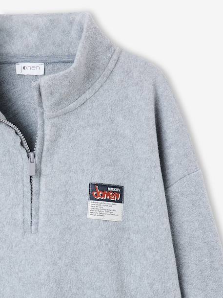 Fleece sweater jongen met opstaande kraag gemêleerd grijs - vertbaudet enfant 