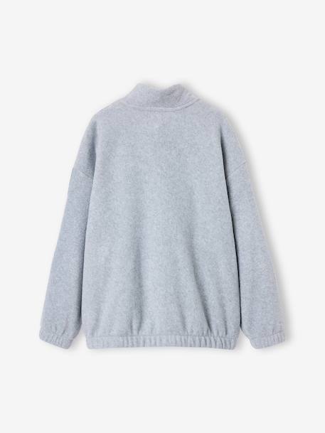 Fleece sweater jongen met opstaande kraag gemêleerd grijs - vertbaudet enfant 
