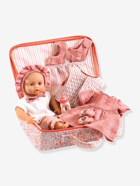 Koffer van Vanille, pop + accessoires DJECO blauw+rozen+wit - vertbaudet enfant 