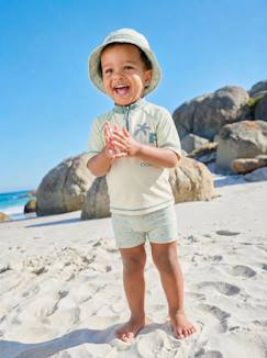 Baby-Badpak, strandaccessoires-Badpakset T-shirt met UV-bescherming + short + babyhoed 