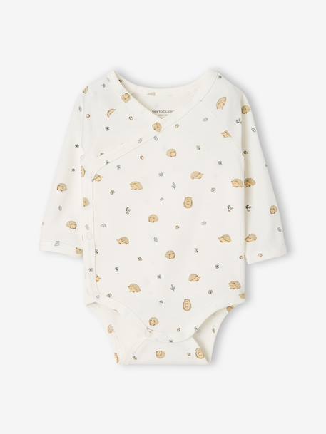 Set van 2 babyrompertjes met lange mouwen cappuccino+lichtroze+saliegroen - vertbaudet enfant 
