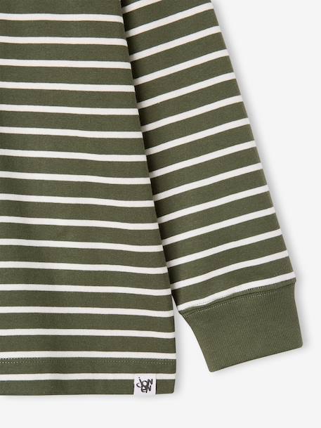 Gestreept T-shirt jongens JONEN antraciet+groen - vertbaudet enfant 