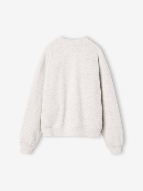 Meisjessweater met print chocoladebruin+grijs - vertbaudet enfant 
