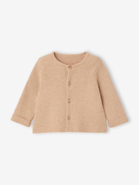 Set met shirt en broek voor baby's van tricot beige+blauwgroen+saliegroen+wit - vertbaudet enfant 