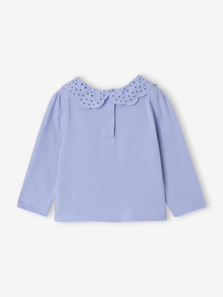Baby T-shirt met geborduurde kraag en lange mouwen blauw+lichtbeige+marineblauw, gestreept+rood, gestreept - vertbaudet enfant 