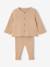 Set met shirt en broek voor baby's van tricot beige+blauwgroen+saliegroen+wit - vertbaudet enfant 