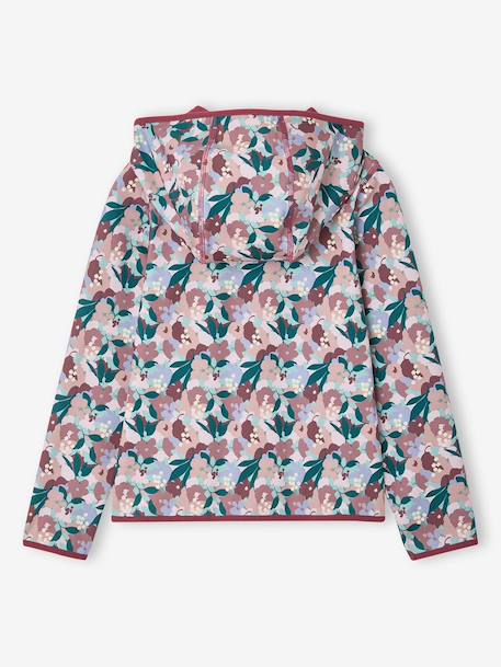 Sport sweatshirt met rits en bloemenprint in technisch materiaal antraciet+ecru+groen, bedrukt+oudroze - vertbaudet enfant 