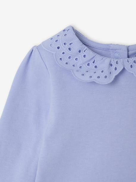 Baby T-shirt met geborduurde kraag en lange mouwen blauw+lichtbeige+marineblauw, gestreept+rood, gestreept - vertbaudet enfant 