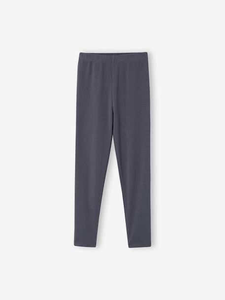 Set van 2 Basics meisjesleggings donkergrijs+indigoblauw+kaki+rozenhout+saliegroen - vertbaudet enfant 