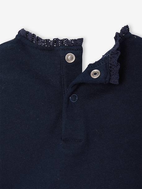 T-shirt baby met lange mouwen en luipaardhartmotief ecru+marineblauw - vertbaudet enfant 