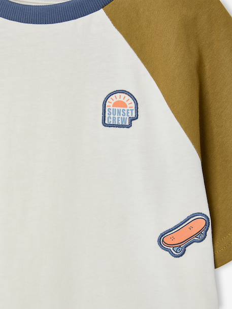 Jongens T-shirt met raglanmouwen kaki - vertbaudet enfant 