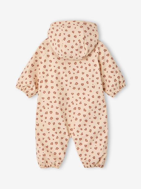 Bedrukte regenjas met capuchon voor baby's, gevoerd met fleece oudroze+vanille - vertbaudet enfant 