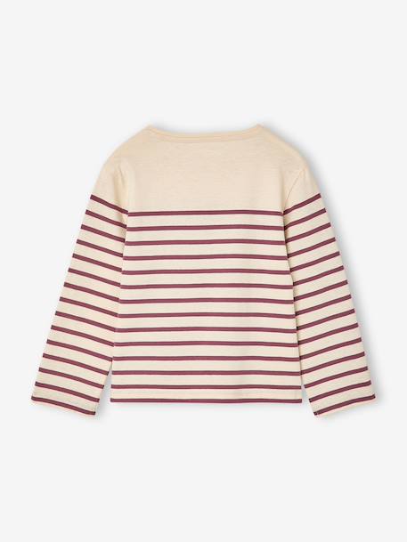 T-shirt met lange mouwen voor meisjes blauw, gestreept+pruim+saliegroen - vertbaudet enfant 