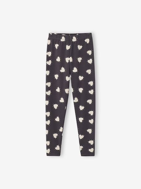 Set van 2 Basics meisjesleggings donkergrijs+indigoblauw+kaki+rozenhout+saliegroen - vertbaudet enfant 