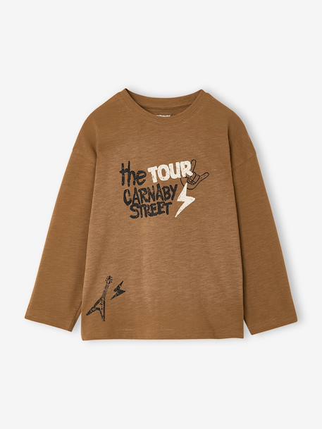 Jongensshirt met lange mouwen cappuccino - vertbaudet enfant 