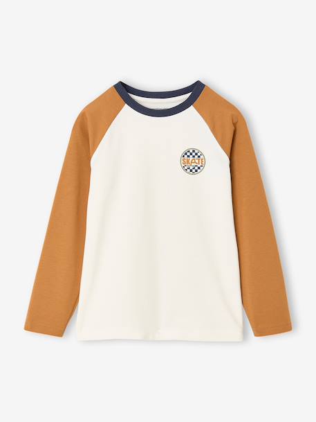 Jongensshirt met lange mouwen bordeauxrood+okergeel+saliegroen - vertbaudet enfant 