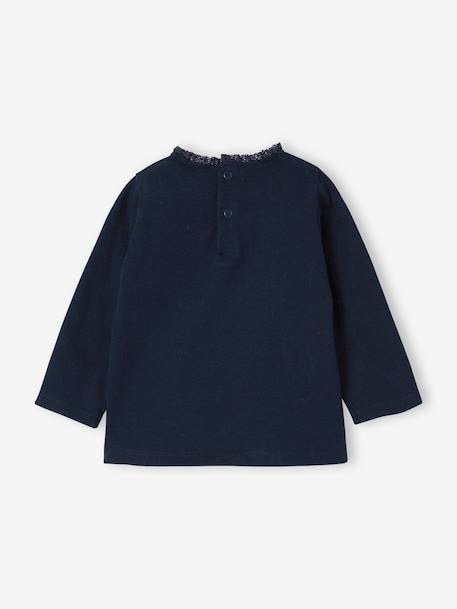T-shirt baby met lange mouwen en luipaardhartmotief ecru+marineblauw - vertbaudet enfant 