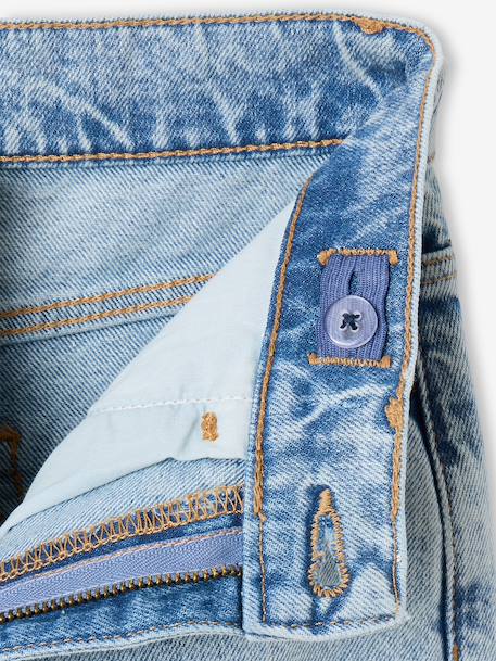 Wijde broek denim voor meisjes denimgrijs+lichtblauw+middenblauw - vertbaudet enfant 