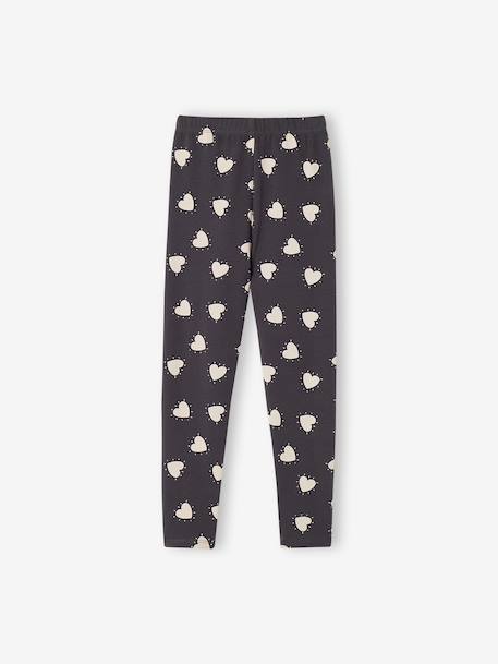 Set van 2 Basics meisjesleggings donkergrijs+indigoblauw+kaki+rozenhout+saliegroen - vertbaudet enfant 