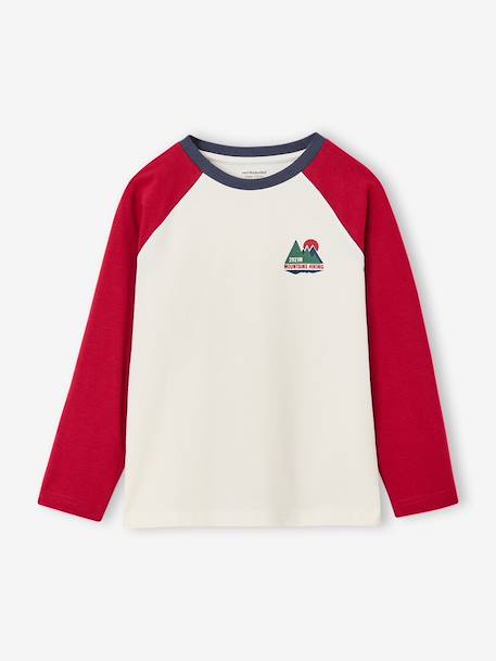 Jongensshirt met lange mouwen bordeauxrood+okergeel+saliegroen - vertbaudet enfant 