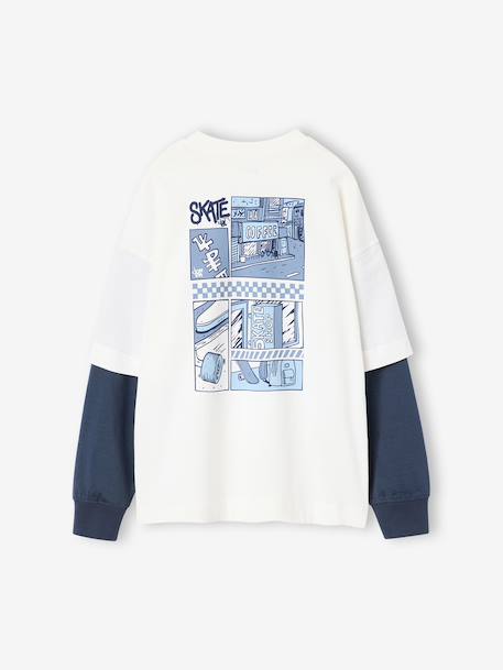 T-shirt met laagjeseffect jongen ecru - vertbaudet enfant 
