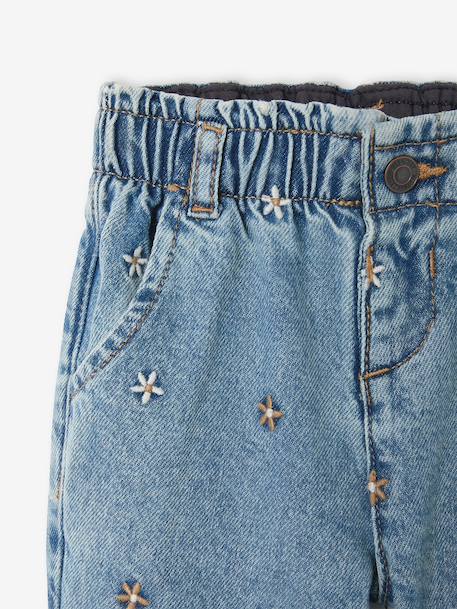 Mom jeans met borduursel voor babymeisjes stone - vertbaudet enfant 
