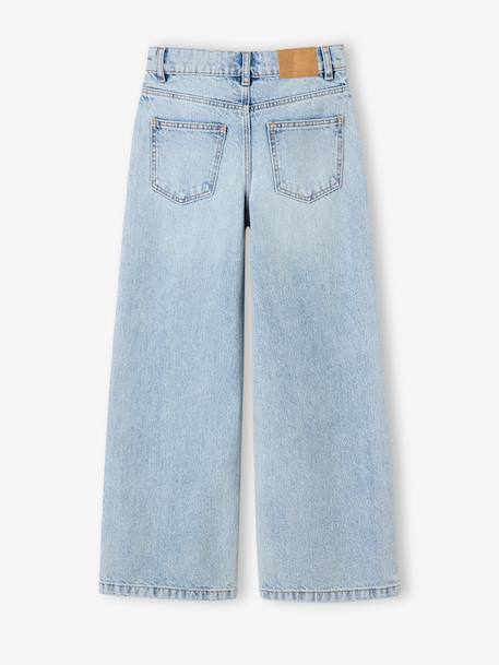 Wijde broek denim voor meisjes denimgrijs+lichtblauw+middenblauw - vertbaudet enfant 