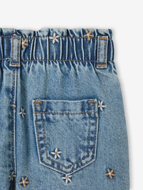 Mom jeans met borduursel voor babymeisjes stone - vertbaudet enfant 