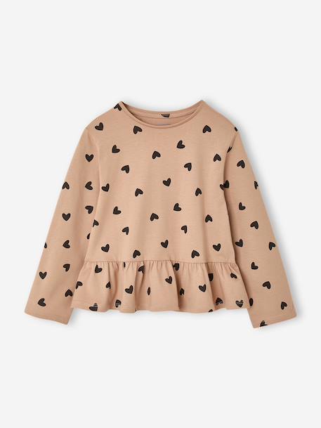 Meisjesblouse met lange mouwen rozenhout+taupe - vertbaudet enfant 