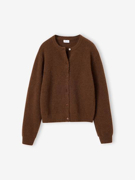 Vest voor meisjes met lange mouwen chocoladebruin+oudroze - vertbaudet enfant 
