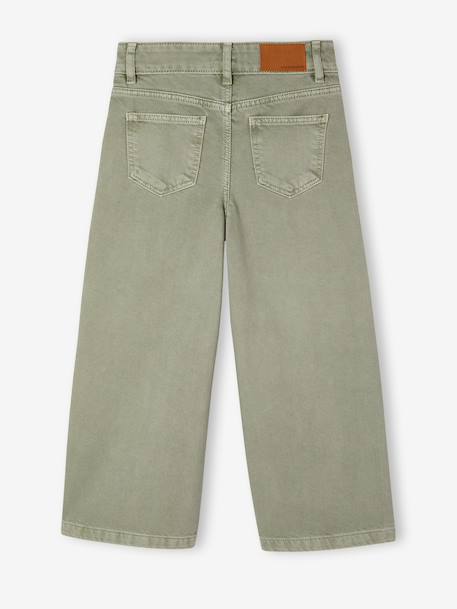 Wijd uitlopende broek voor meisjes medium Morpho groengrijs+kaki+koraal+oudroze - vertbaudet enfant 
