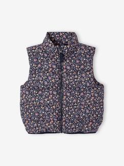 -Mouwloos donsjack met bloemenmotieven voor meisjes 