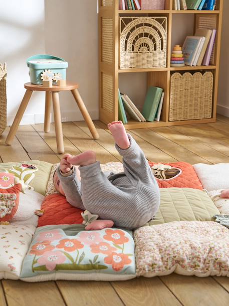 Zacht speelkleed CROQUE LA VIE beige+ecru+rood+sinaasappel+zwart - vertbaudet enfant 