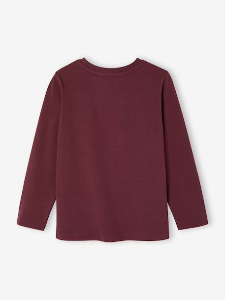 Jongensshirt met lange mouwen bordeauxrood+gemêleerd wit+leigrijs - vertbaudet enfant 