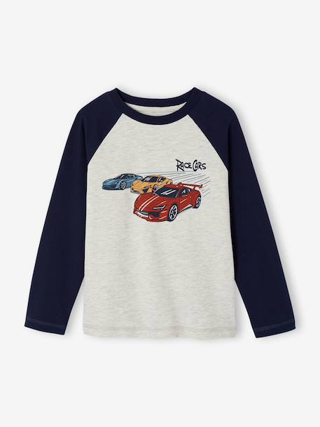 Jongensshirt met lange mouwen groen+marineblauw+okergeel - vertbaudet enfant 