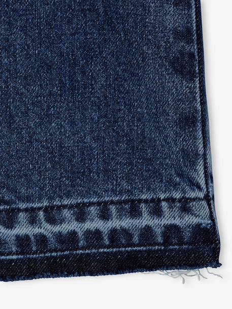 Wijde meisjesjeans met rafels aan de onderkant donkerblauw+gebleekt denim+grijs+stone - vertbaudet enfant 